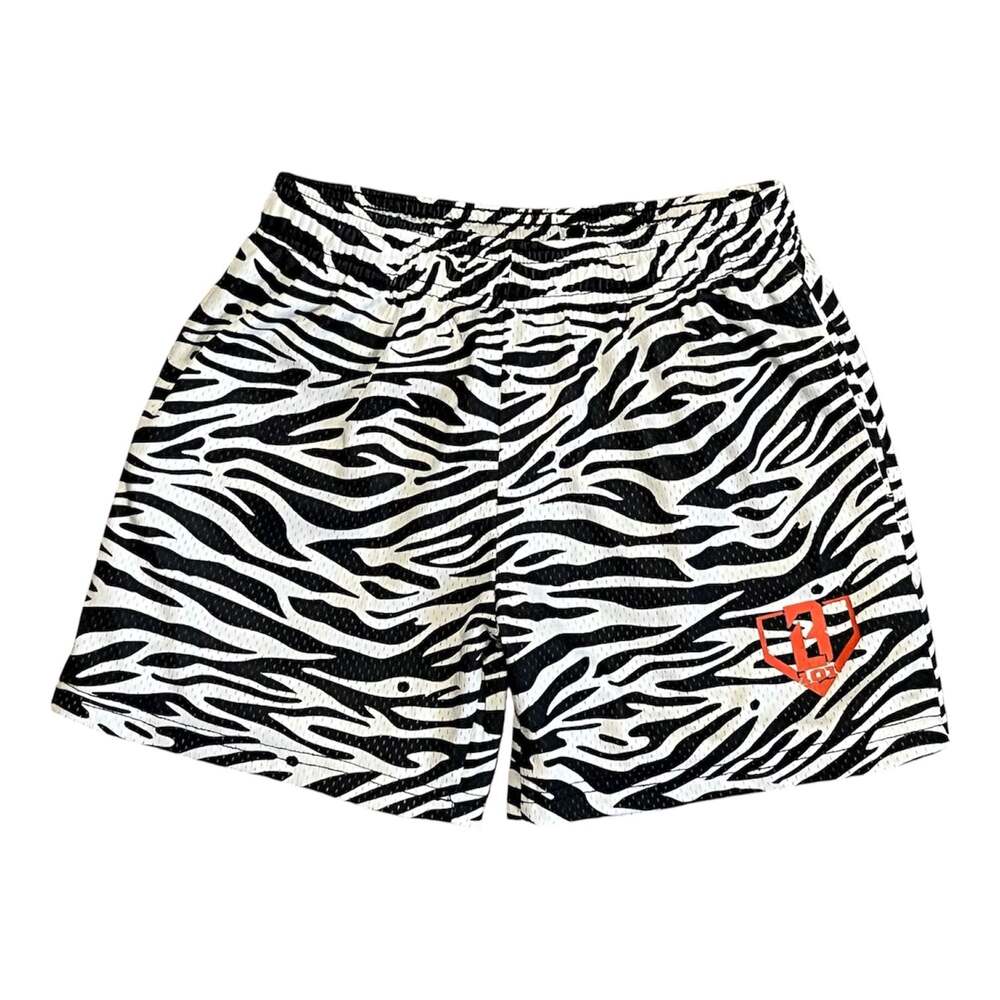 B101 Apparel Zebra Print Mesh Athletic Shorts Size YM